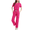 #1_Hot Pink, variant on Women’s Nursing Scrub Set Notched V Neck Short Sleeve Top and Wide Leg Cargo Pants with Pockets Stretch Comfortable Workwear Uniform for Medical Professionals