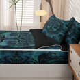 thumbnail image 5 of Homewish Damask Tree Of Life Zipper Twin Comforter Sets with Fitted Sheet and 2 Pillowcases,Bohemian Exotic Style Zipper Bedding Set,Black Teal,Black Reversible,4pcs, 5 of 8