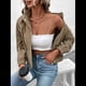 thumbnail image 4 of Chaqueta Ligera de para Mujer, de Larga, con Cremallera y Botones A Presión, para Otoño. Marrón L, 4 of 10