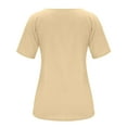 thumbnail image 5 of vigerkar Summer Tops for Women 2025 Women Casual Fashion Solid Color V Neck Short Sleeved T Shirt Basic Beige, L, 5 of 7