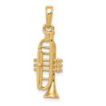 thumbnail image 1 of 14k Yellow Gold Trumpet Necklace Charm Pendant Musical Instrument, 1 of 6
