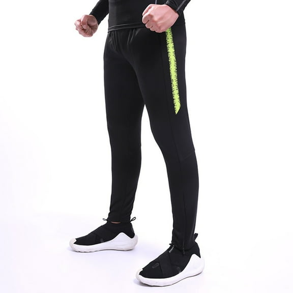WERYOUNG Men Spring Autumn Soccer Training Pants Knitted Tapered Jogging Trousers Lightweight Running Long Pants Classic Bottoms, Green, XXXL