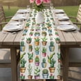 thumbnail image 4 of Tropical Cactus Table Runner 90 Inches, Spring Summer Potted Plants Wooden Bed Runner Dresser Scarves Tabletop for Indoor Outdoor Parties/Ceremony/Banquet, 13" x 90", 4 of 9
