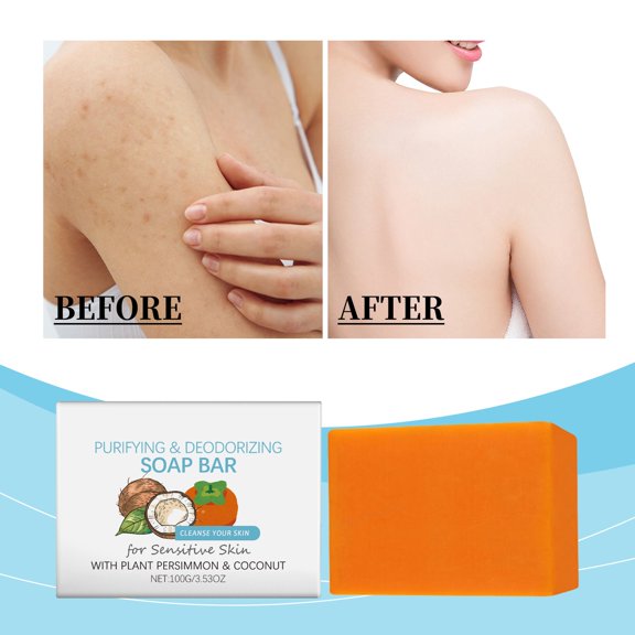 Persimmon Body Soap Bar Nourishing Gentle Cleanser for All Skin Types, Removes Body Odor, Hydrating, Fresh Fragrance, 100g / 3.53oz,Makeup Organizers