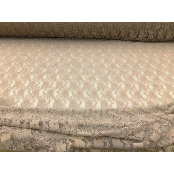 Embroidered Stretch Lace Apparel Fabric Sheer Floral Latte Brown TT311