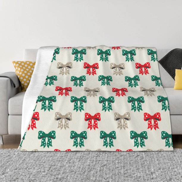 Fotbe Retro bows Manta de Franela con Estampado, Manta Ultrasuave para Cama, Sofá, Auto, Hipoalergénica y Antibolitas-40"x30"