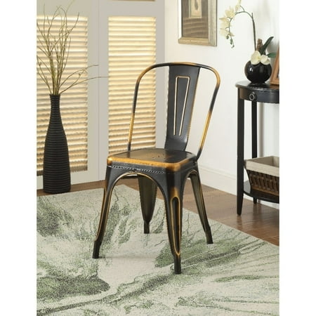 Benzara Set of Two Metal Dining Side Chairs, Retro Copper