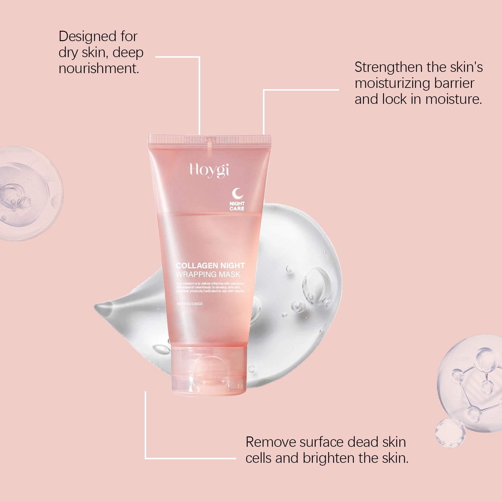 3pc Collagen Face Mask - Elasticity & Hydration Care, Reduces Sagging & Dullness - Hydrolyzed Collagen for Glowing Skin - Korean Skin Care, 2.53 fl.oz