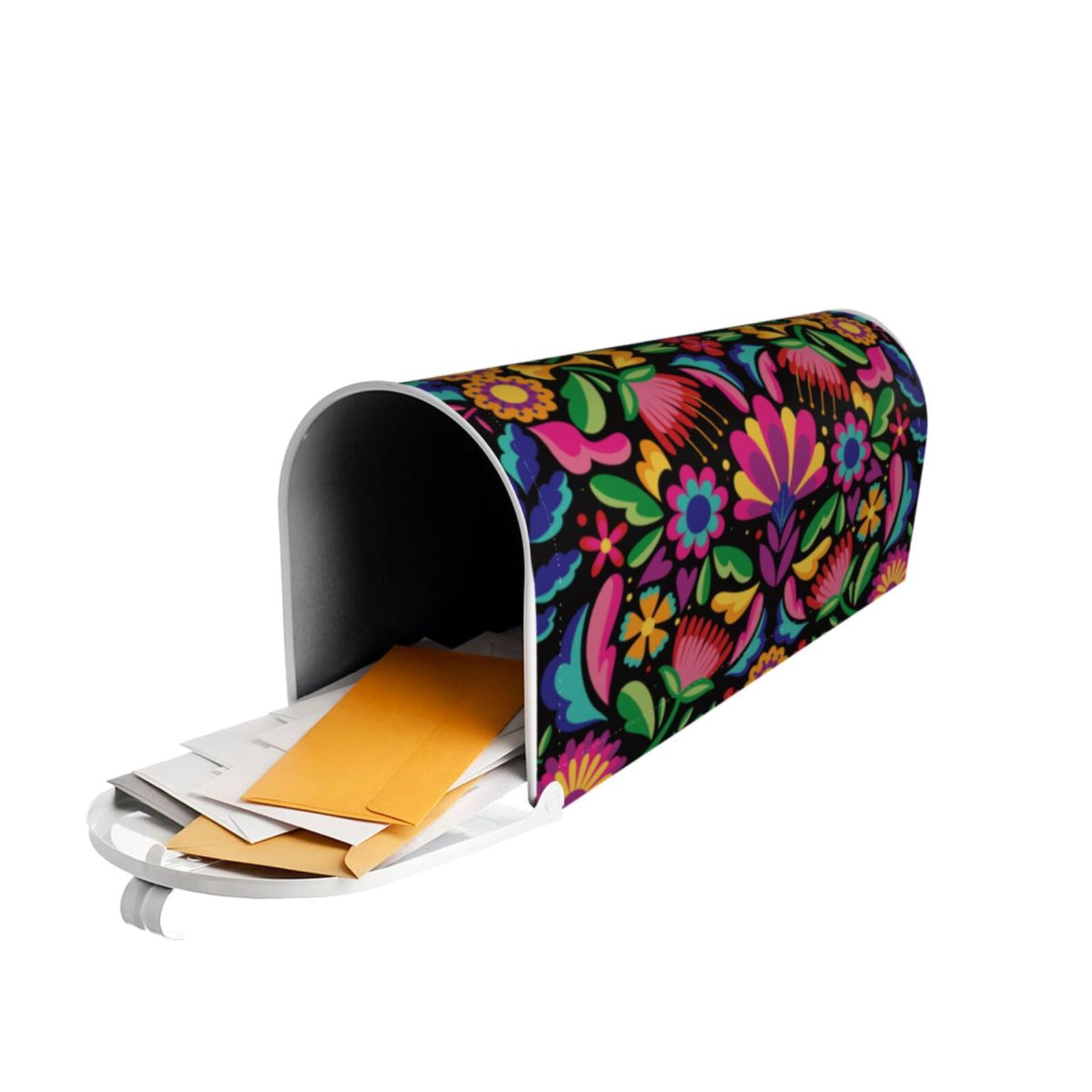 Picia Colorful Floral Embroidery Mexican Magnetic Mailbox Cover Standard Size-