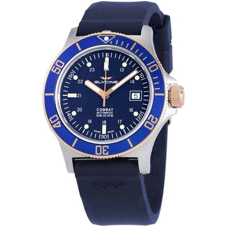 Combat Sub Automatic Blue Dial Blue Rubber Mens Watch GL0089