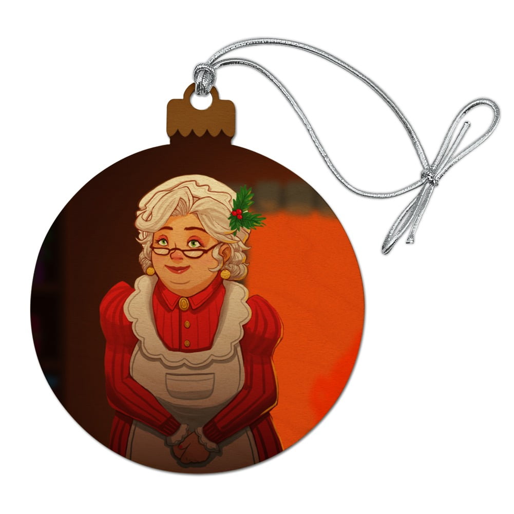 Mrs Claus with Mistletoe Santa Christmas Holiday Wood Christmas Tree