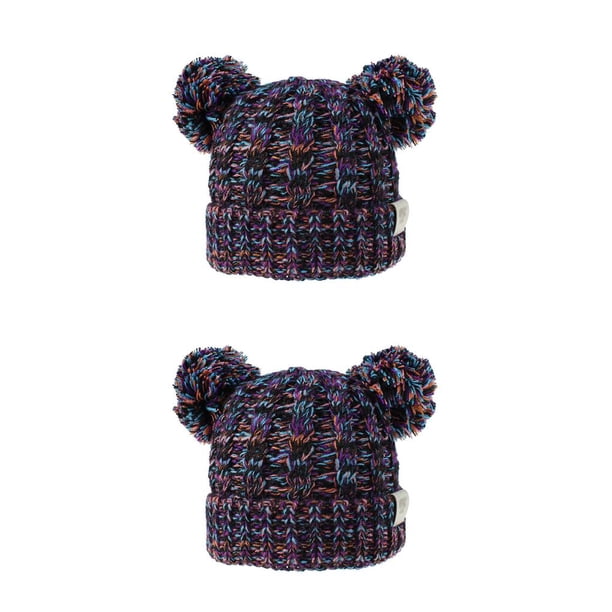 Jumpingount Gorro y esponjoso con bolas de pompones, tocado a la moda, gorros de buena retención de calor, hermoso regalo para niños, naranja, Type2 NO2 Jumpingount CBP255441