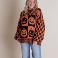 thumbnail image 4 of Suéteres de manga larga con cuello redondo y estampado estético de hombre de jengibre para mujer de Combhasaki para Navidad y Halloween, suéteres sueltos de punto, 4 of 5
