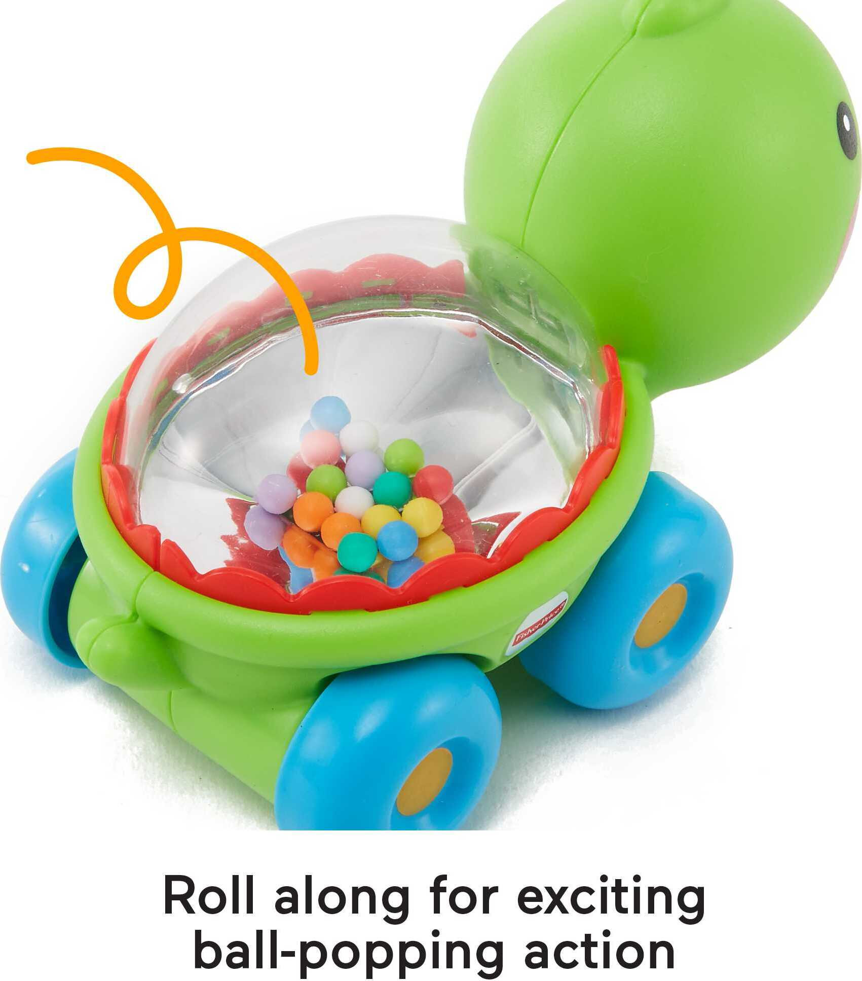 Fisher-Price Poppity Pop Turtle Push-Along Vehicle with Sounds for Infant Crawling Play - image 3 of 6