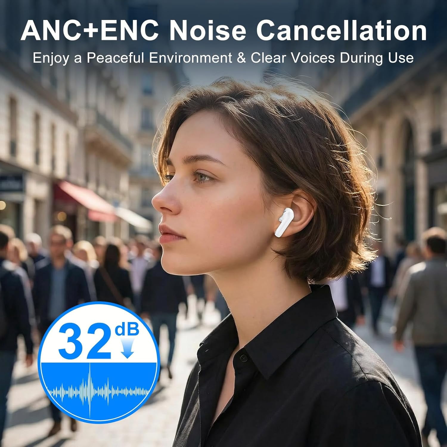 HRTGFD-Pixel Earbuds Wireless Bluetooth 5.4 Headphones with 48H Playback for Google Pixel 10a 10 Pro XL 10 9A, Deep Bass Stereo Ear Buds IPX7 Waterproof, in-Ear Earphones with Mic for iPhone 17e 17 1