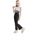 thumbnail image 4 of Rolanko Girls Flare Leggings Yoga High Waist Pants with Pockets Stretch Kids Bell Bottoms Wide Leg Dance Pants 4-14 Years, 4 of 5