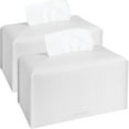 thumbnail image 1 of HAHDAXIA 2Pcs Tissue Box Cover Holder, Rectangular with Bottom Belt - PU Leather Tissue Cover Decorative Organizer for Tabletop, Bathroom, Car, Office,9.5X5X5 Inch - White, 1 of 6