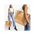 thumbnail image 2 of Gocvo Large PVC Tote Bag for Women, Fashion PVC Bag for Women, Kraft Paper Tote Handbags for Beach Work College, Khaki, 2 of 7