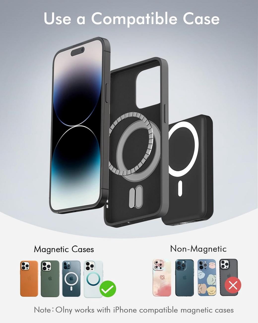 Wireless Portable Charger, 10000mAh Magnetic Power Bank LED Display 22.5W PD Fast Charging Battery Pack for iPhone 16/15/14/13/12/Mini/Pro/Pro Max-Black