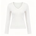 thumbnail image 6 of BLVB Women's Long Sleeve T Shirts V Neck Slim Fit Tops Ribbed Knit Layering Casual Basic Going out Tees Fall Clothes, 6 of 6