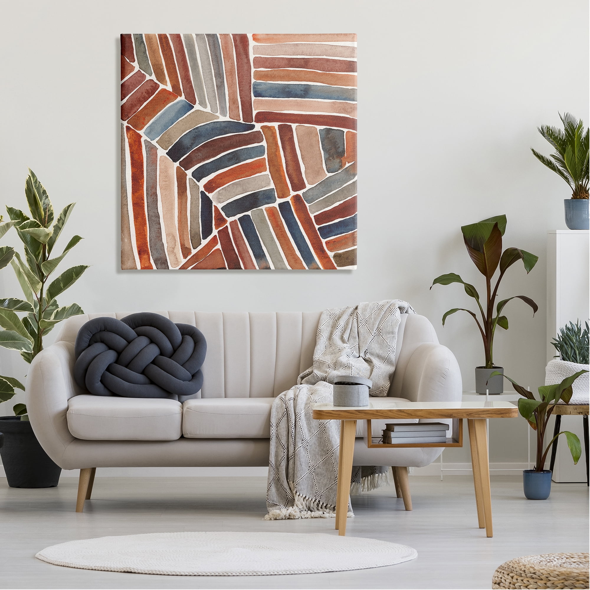 Stupell Industries Abstract Terracotta Stripes Abstract Painting Gallery Wrapped Canvas Print Wall Art, 36 x 36