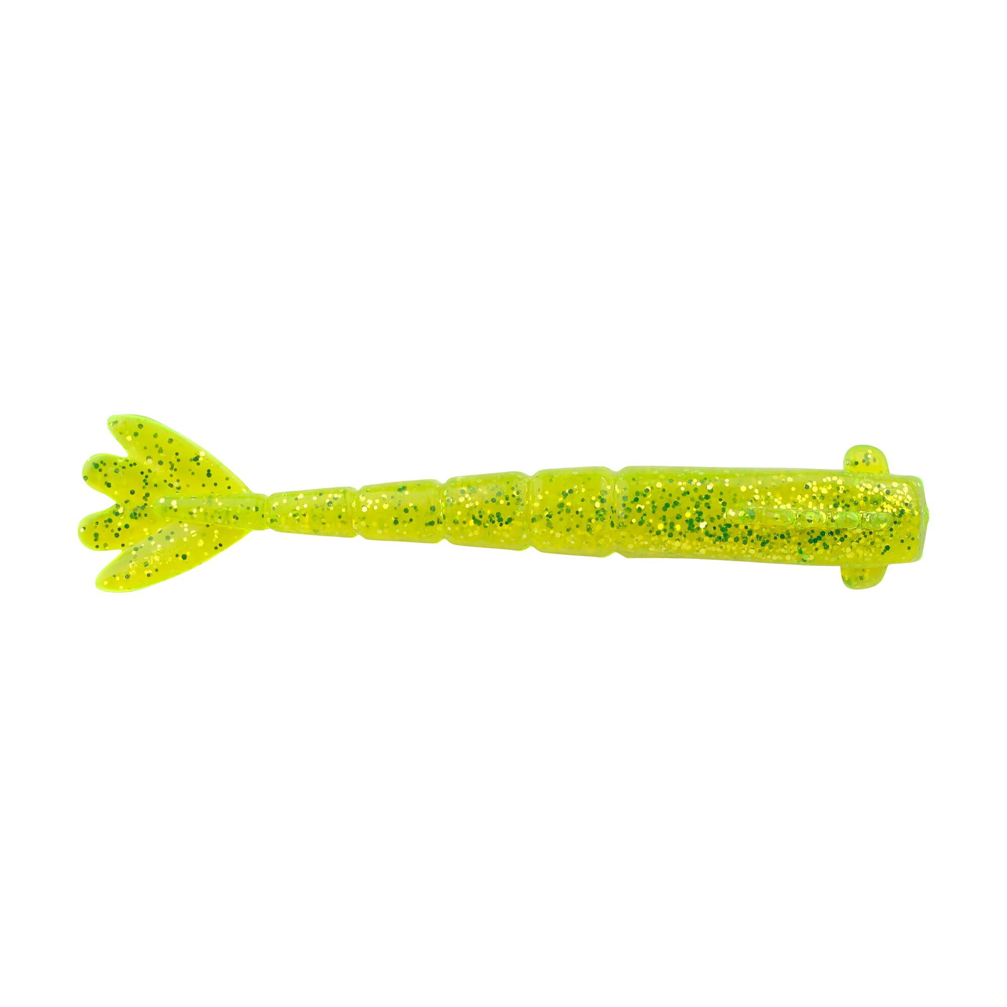 Berkley PowerBait® Saltwater Bonga Shrimp, 4 in, Shrimp, Chartreuse Silver Flash (6-count)
