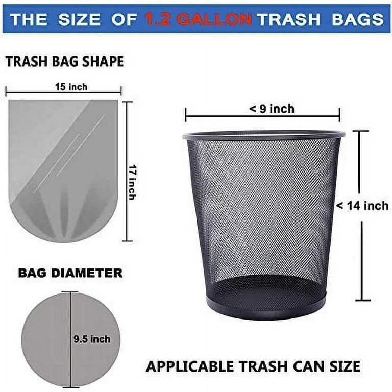 105 Count Small Trash Bags, 4 Gallon Garbage Can Liners - Unscented  Wastebasket Trash Bags for Bathroom, Kitchen, Bedroom, (15 Liter)