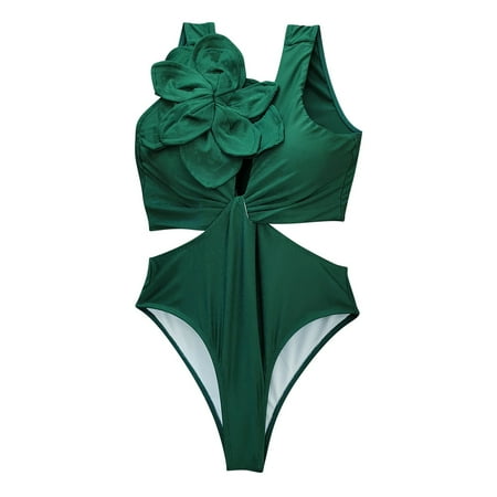 Blphud Women s Swimsuits Walmart Thong Bikini Sexy Solid Color Ruffle Floral Kink Sleeveless High Waist Swimsuit Swimsuit Bikini Bottom Sexy Swimsuit for Women Summer Green M