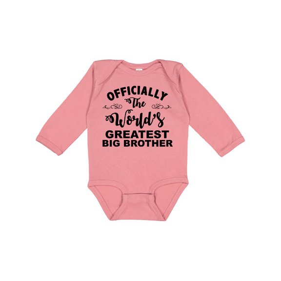 Inktastic Officially The World's Greatest Big Brother Boys Long Sleeve Baby Bodysuit