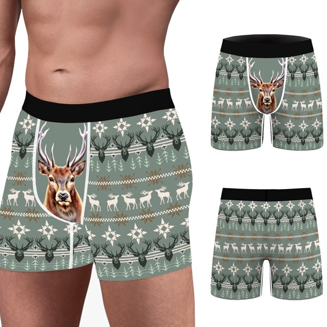 Ruhiku GW Men's Funny Christmas Underwear, Hilarious Xmas Boxer Briefs