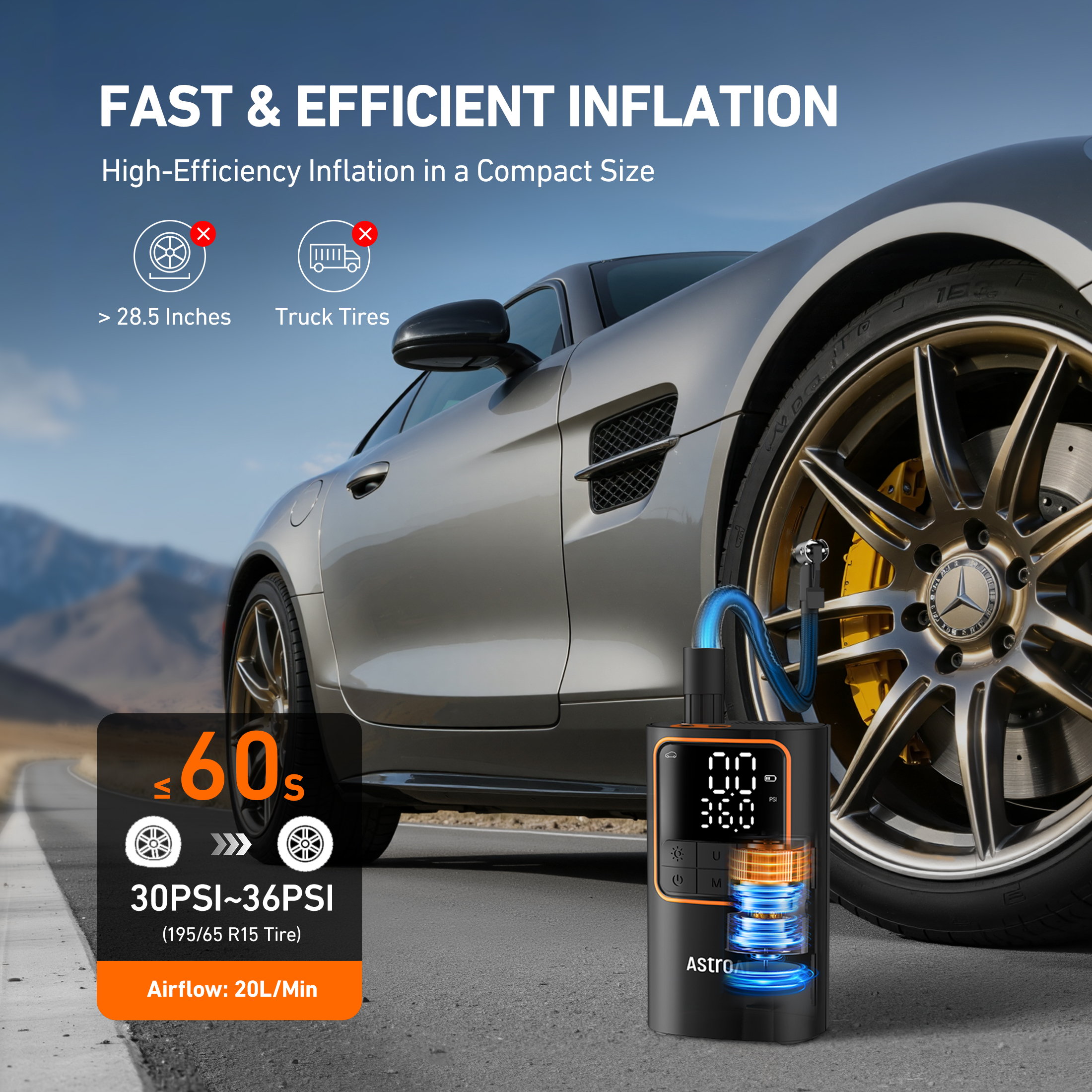 AstroAI L7Pro Cordless Tire Inflator 150PSI photo 2