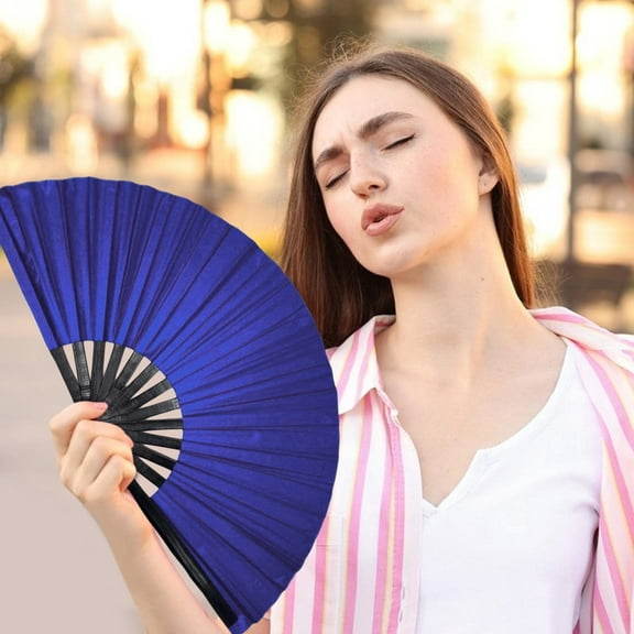 Clearance Under $5 GFHFHITJ Folding Hand Fans,Large Chinese Fan for Men and Women,10 In Black Large Silk Fan for Festival, Line Dance,Martial Art(Purple)