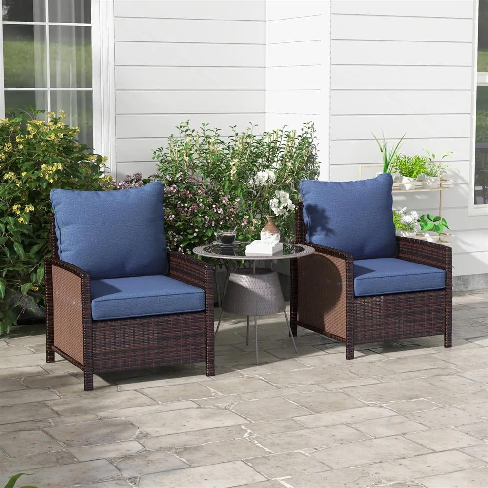 Resenkos Patio Chair Cushions, Outdoor Chair Pads,4 Patio Chair Cushions with Seat & Backrest, Fade Resistant Seat Replacement Cushion Set, Blue
