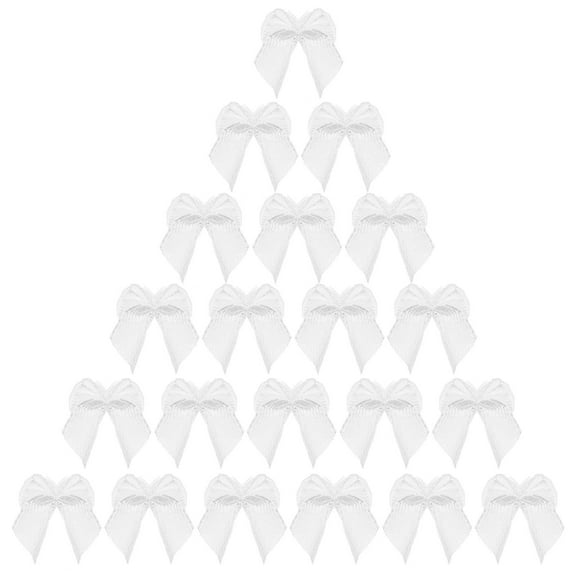 ibasenice 100pcs Ribbon Bows for Hair Satin Mini Bows White Hair Accessory Belts