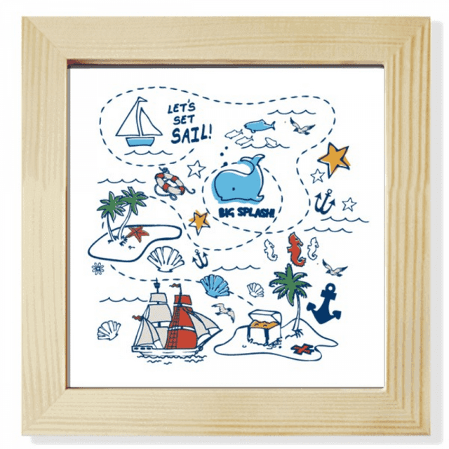 Sail Splash Travel Art Deco Fashion Square Picture Frame Wall Tabletop Display