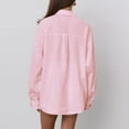 thumbnail image 7 of 2 Piece Linen Outfits for Women Fall Spring Long Sleeve Button Up Shirt and Elastic Waist Shorts Set Travel Clothes (M, Pink), 7 of 7
