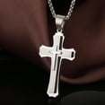 thumbnail image 3 of Jiamiaoi Cross Necklace for Men 316L Stainless Steel Mens Cross Necklace Stainless Steel Cross Pendant Necklace in Color Silver/Black/Gold, Nickel Free Steel Cross Necklaces Chain 22In-26In, 3 of 7