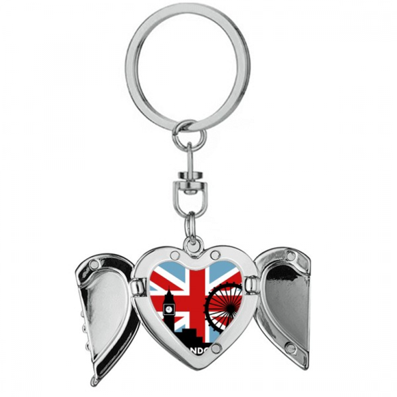 Britain Union Jack London Eye Big Ben Flag UK Heart Angel Wing Key Chain Holder