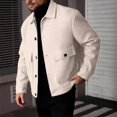 thumbnail image 6 of LODIENY Men Tweed Jacket Fleece Shacket Button Down Collared Jackets Warm Winter Coat Long Sleeve Fall Outerwear with Flap Pockets for Casual Daily Beige XXL, 6 of 6