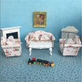 thumbnail image 3 of Lindo Sofá De Tela Casa De Con Almohadas Muebles Miniatura Sofá Artesanía Hecha Suministros Conjunto floral CUTICAT miniaturas de casa de muñecas, 3 of 7