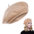 thumbnail image 2 of Boina de lana, gorro cálido de invierno de estilo francés de color sólido para mujer, gorro de pintor de lana retro de otoño e invierno, boina para mujer que combina con todo, 2 of 8