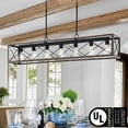 thumbnail image 4 of ACROMA Kiro 7-light Farmhouse 48In Linear Chandelier Industrial Rectangle Dining Lighting - 48'' W x 7.78'' D x 11'' H Pine, 4 of 5