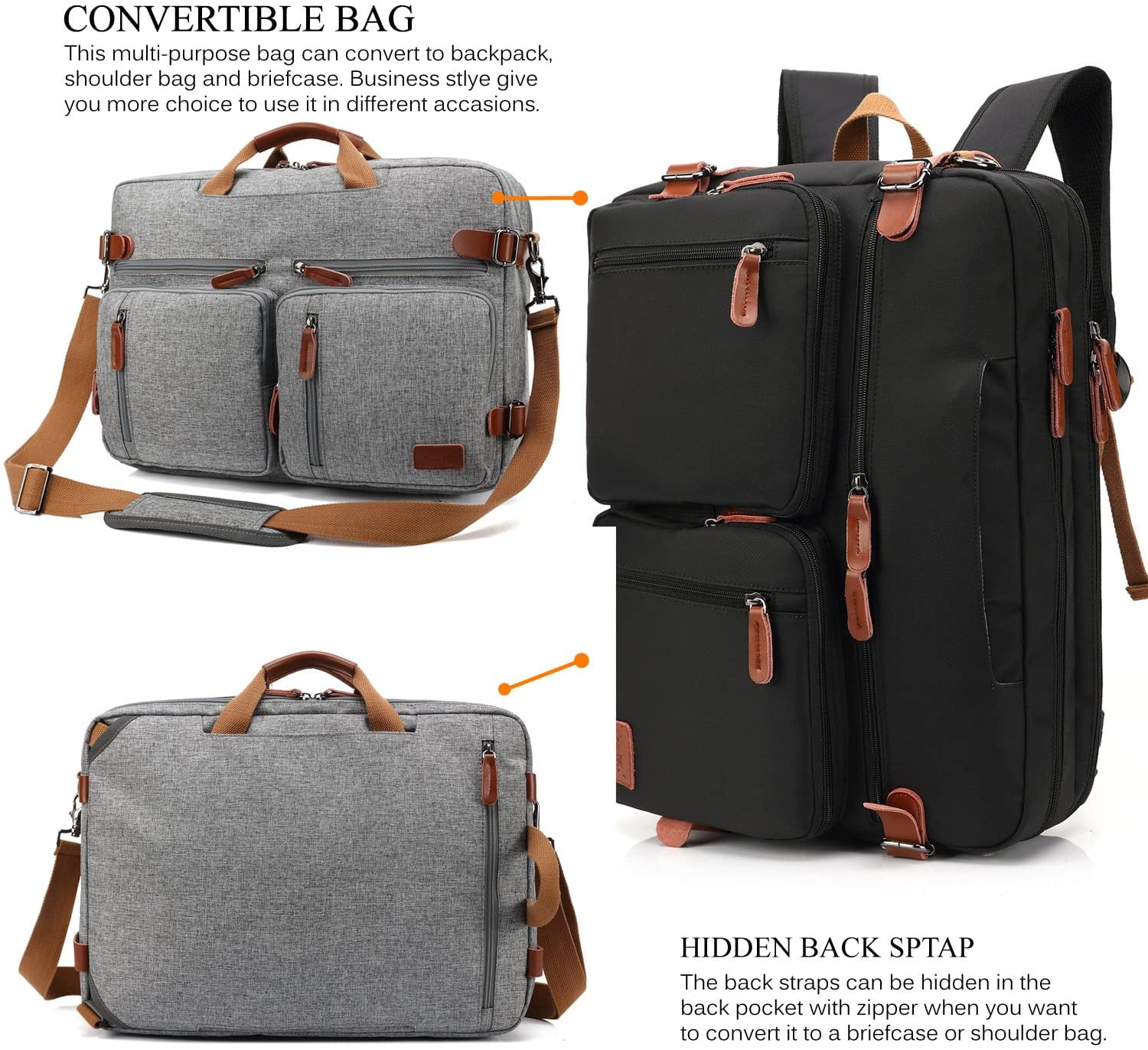 convertible backpack messenger laptop bag