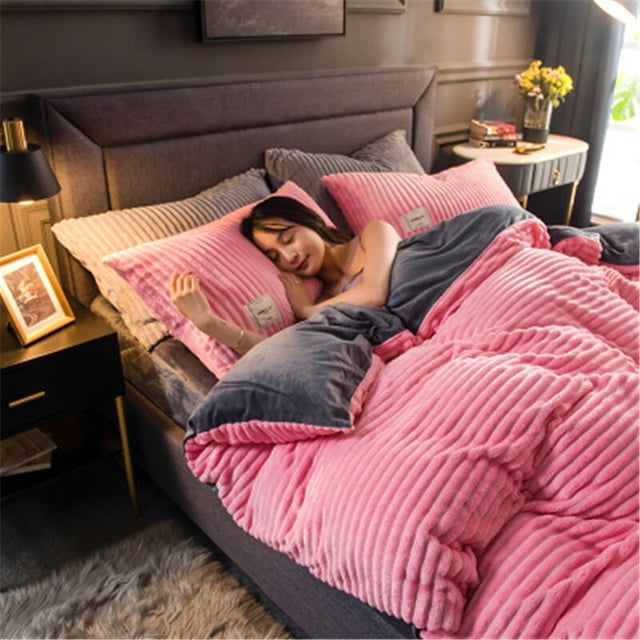 Soft Warm Coral Velvet Quilt Bedding Flannel Thickening Warm Duvet Cover Home Bedding Quilt CoverCoffee-duvet cover150x200cm He Qiyong unisex