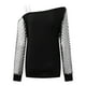 thumbnail image 5 of Camisas casuales florales de manga larga para mujer, jersey con hombros descubiertos, blusa holgada con lentejuelas brillantes, Tops tipo túnica Pompotops  gfhjh20278, 5 of 8