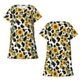 thumbnail image 5 of Salouo Cute Cow Print Sunflower A Print Short Sleeve Sleepshirt for Womens Comfy Nightgown Scoopneck Cute Nightdress Ruffle -Large, 5 of 7
