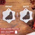 thumbnail image 3 of 3drose, Cute Brown Walrus Illustration, 3 inch Snowflake Porcelain Ornament, 3 of 7