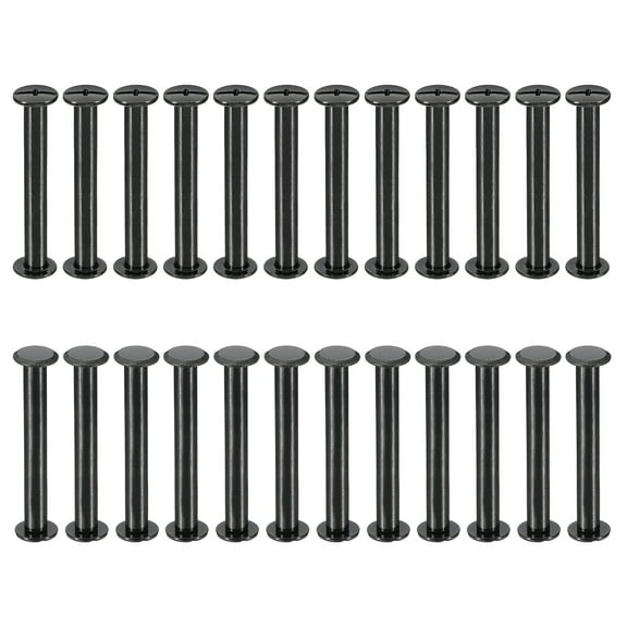 24 Sets Chicago Screws, 42mm L Galvanized Iron Chicago Screw Phillips Binding Post Screw Rivets for Leather Belt Scrapbook Photo Albums, Black