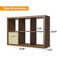 thumbnail image 3 of Bookshelf with Storage Bin, 6-Cube Storage Organizer, Modern Wood Open Bookcase, Multifunctional Display Shelf for Living Room, Bedroom, Home Office, Classic Oak, 3 of 6