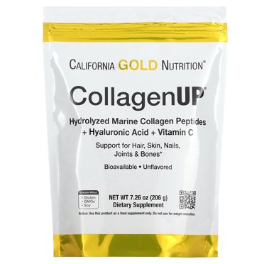 Collagen Peptides Powder with Hyaluronic Acid, Support for Healthy Hair, Skin, Nails, Joints and Bones, Non-GMO, Gluten and Dairy Free, Unflavored, 7.26 oz, Fish Sourced